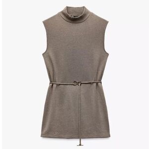Zara Taupe Mock Neck Top NWT